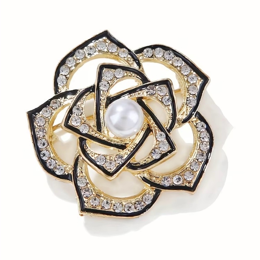 Women Rhinestone Camellia Brooch Non-slip Flower Brooch Pin Accessories Corsage